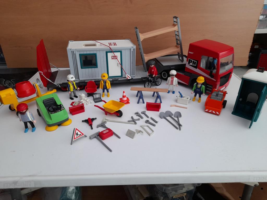 Playmobil vrachtwagen en bouwkeet, Ophalen of Verzenden, Zo goed als nieuw, Complete set