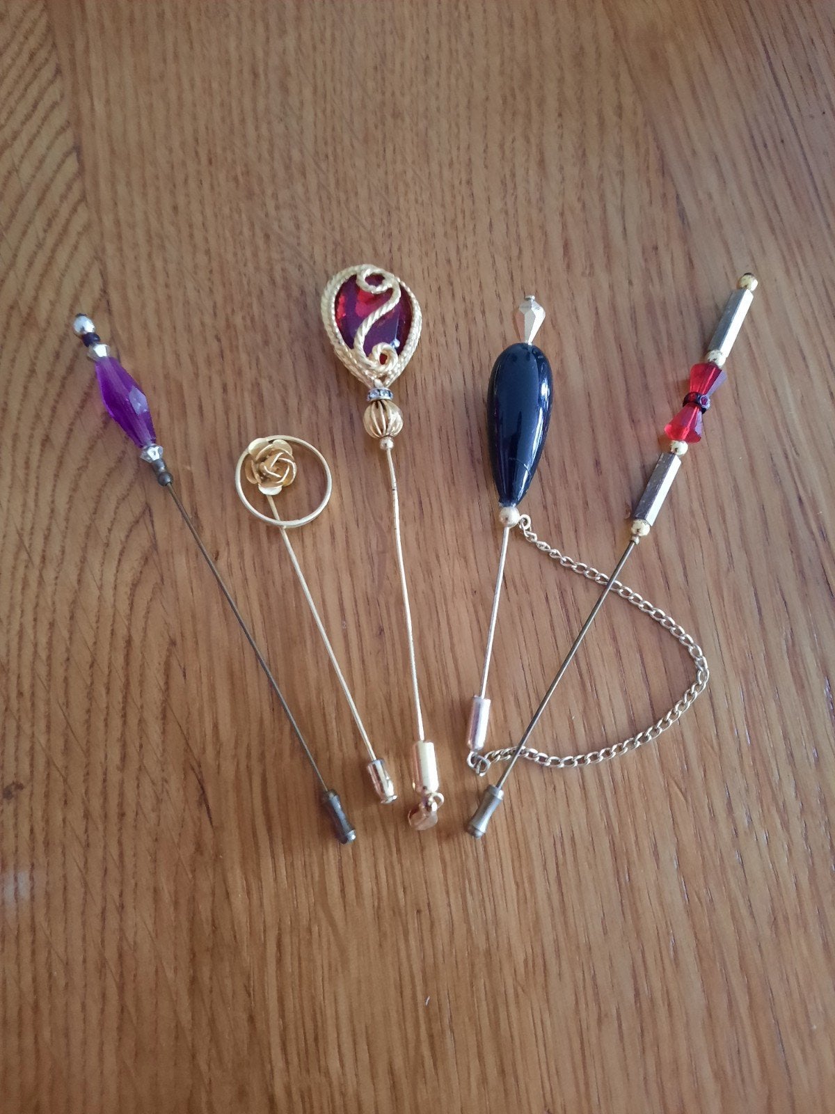 Set van 5 ANTIEKE hoeden spelden, Antiek en Kunst, Antiek | Kleding en Accessoires, Ophalen of Verzenden