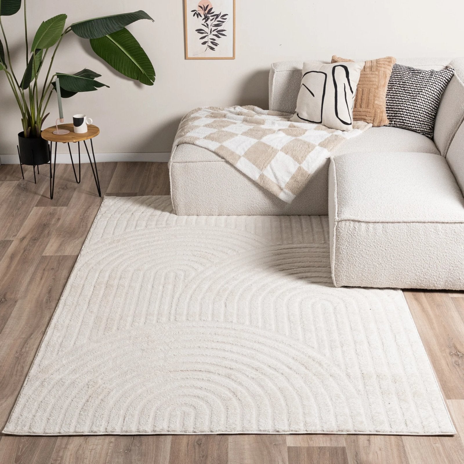 Japandi Vloerkleed Crème - 120x170 cm, Ophalen, Japandi, 100 tot 150 cm, Zo goed als nieuw
