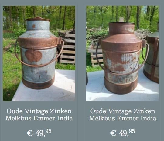 Oude brocante zinken melkbus vaas bloembak tuindecoratie, Gebruikt, T, Ophalen of Verzenden, N