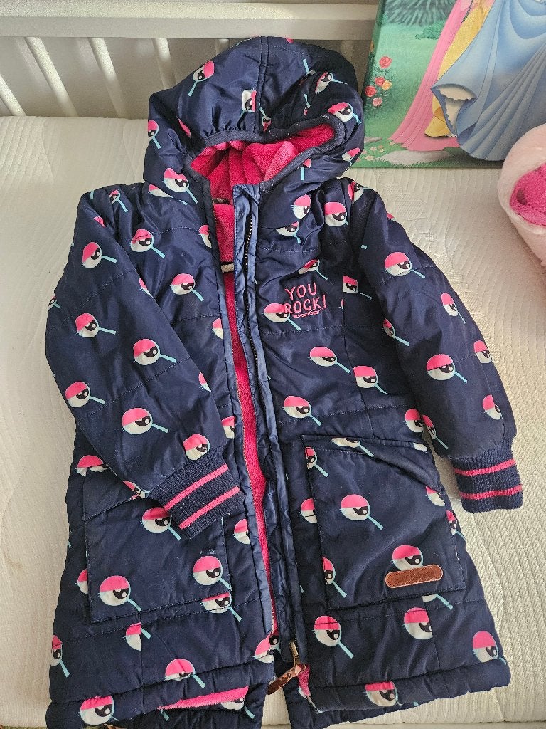 Warme winterjas met voering maat 110 merk Moodstreet, Ophalen, Gebruikt, Meisje, Jas