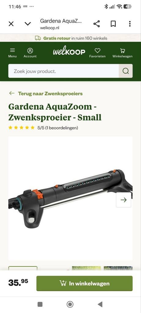 Gardena AquaZoom Zwenksproeier - Small, Tuin en Terras, Tuinsproeiers, Ophalen of Verzenden