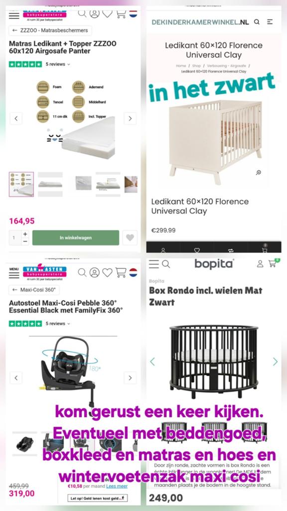 Complete baby uitzet zwart: ledikant, box, Maxi-Cosi & meer!, Ophalen of Verzenden