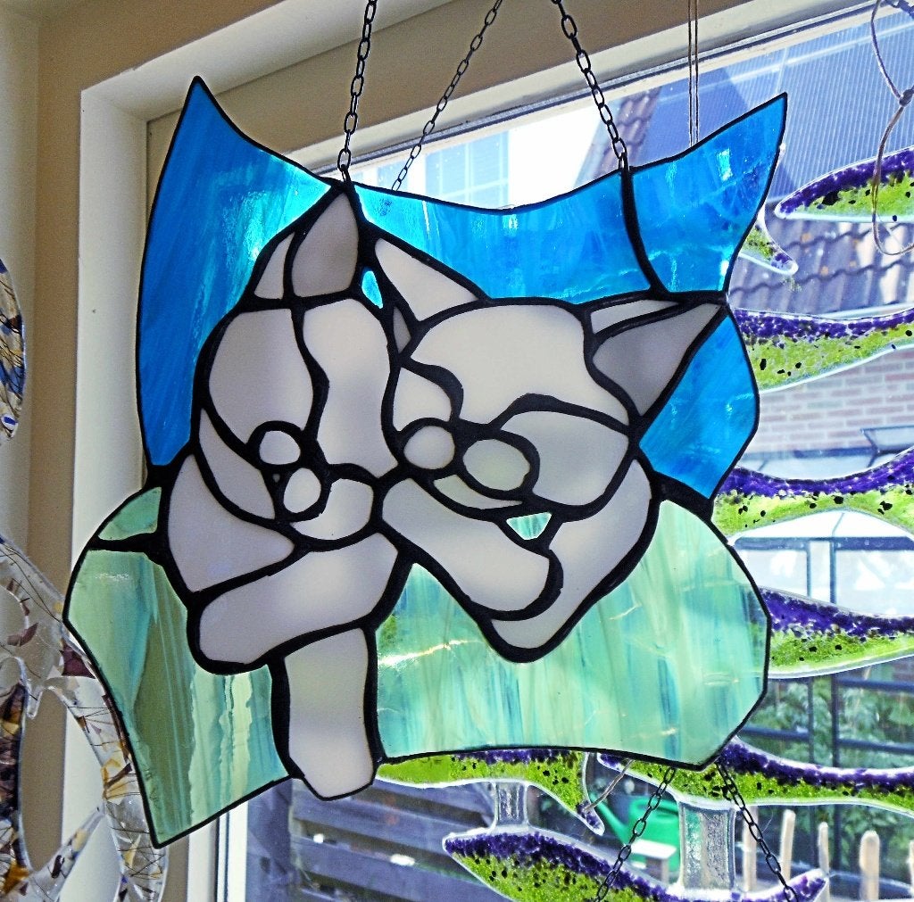 glas in lood tiffany glas katten poezen, Hobby en Vrije tijd, Overige Hobby en Vrije tijd, Ophalen of Verzenden, Nieuw