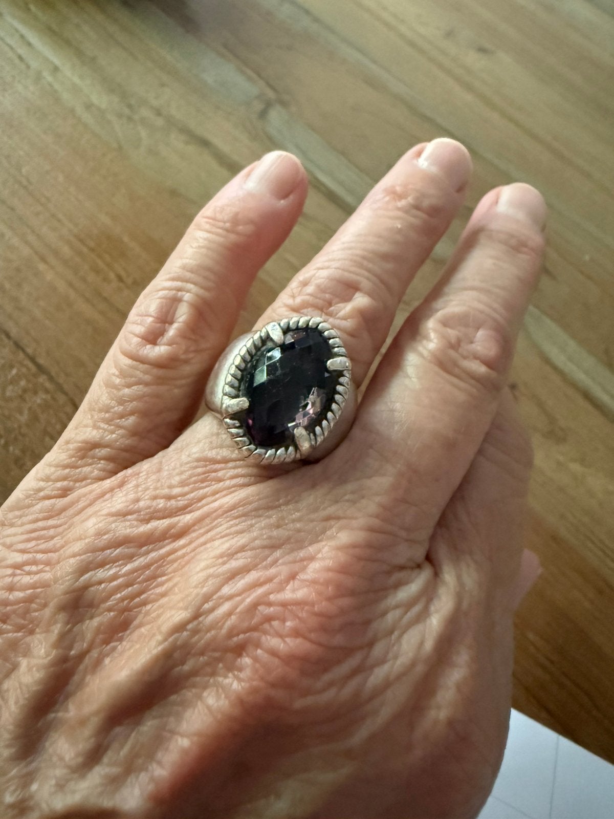 Ti Sento Milano zilveren ring met zwarte geslepen steen, Ophalen of Verzenden, Zo goed als nieuw, 17 tot 18, Dame