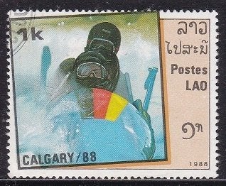 3560 - Laos michel 1060 gestempeld , Olympische Winterspelen, Postzegels en Munten, Verzenden, Gestempeld, Oost-Azië