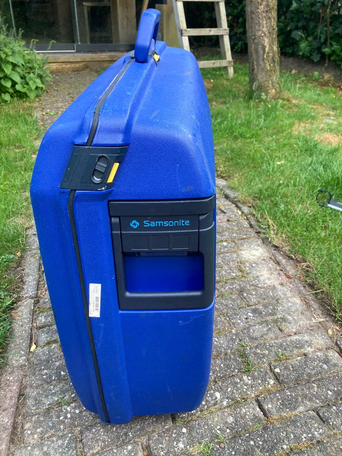 Blauwe koffer, Samsonite, Sieraden, Tassen en Uiterlijk, Koffers, Hard kunststof, Zo goed als nieuw, 70 cm of meer, Ophalen