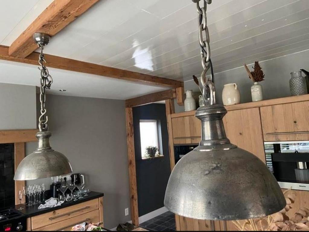 Loods 5 stalen hanglampen, Ophalen, Zo goed als nieuw, Minder dan 50 cm