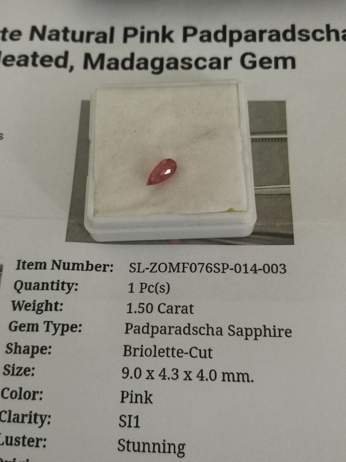 Padparadscha sapphire, Ophalen of Verzenden