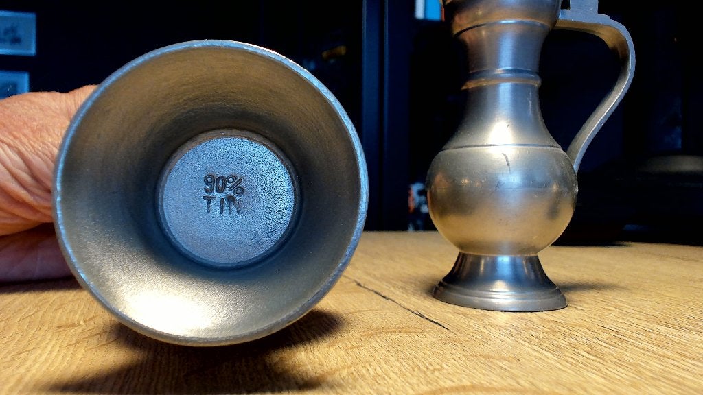 Set van 3 antieke tinnen kannen met deksel, Antiek en Kunst, Ophalen of Verzenden