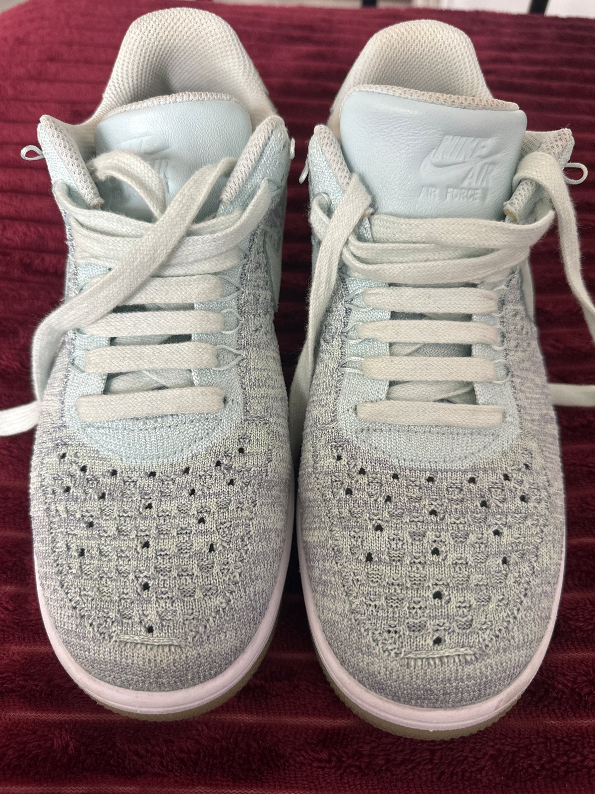 Nike Air Force 1 Flyknit - Lichtblauw, Ophalen of Verzenden, Gedragen, Blauw, Sneakers of Gympen