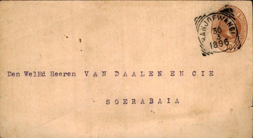 Nederlands Indië - Stempel Banjoewangi - 1896, Verzenden, Envelop