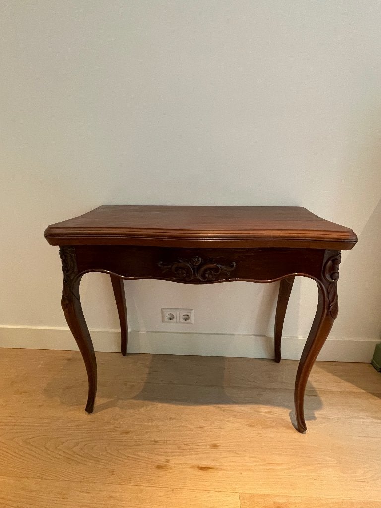 Antiek houten Franse wandtafel/haltafel/side table, Huis en Inrichting, Tafels | Sidetables, Gebruikt, 50 tot 100 cm, Ophalen