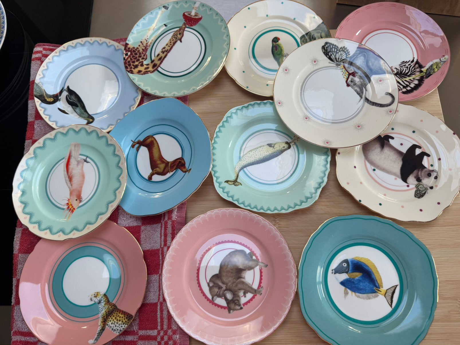 Yvonne ellen Gebaksbordjes 12 stuks divers set, Ophalen, Zo goed als nieuw, Bord(en), Overige stijlen