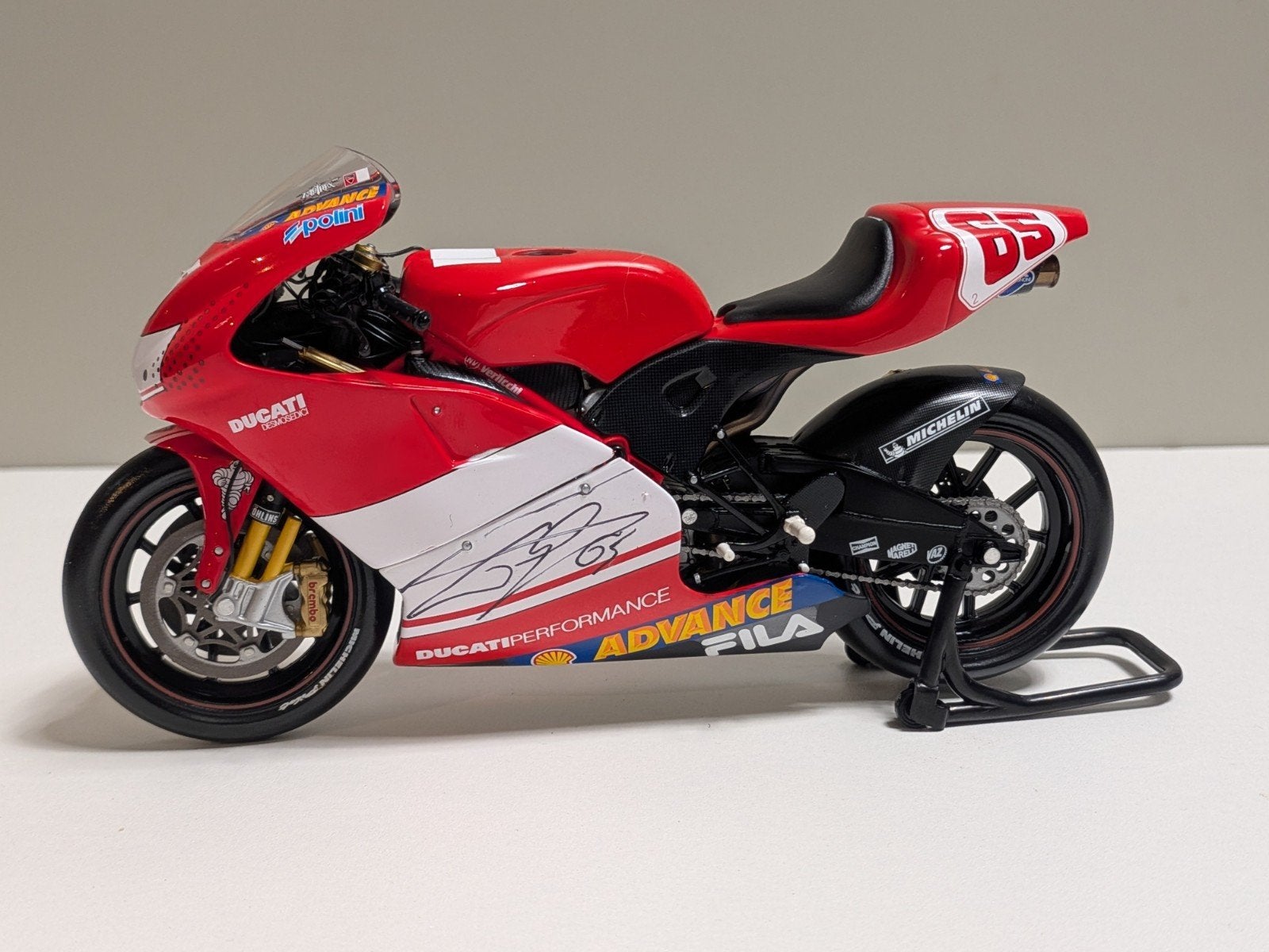 Minichamps: Ducati Desmosedici GP3 - Capirossi - handtekenin, Ophalen of Verzenden, Zo goed als nieuw, 1:9 t/m 1:12, Motor