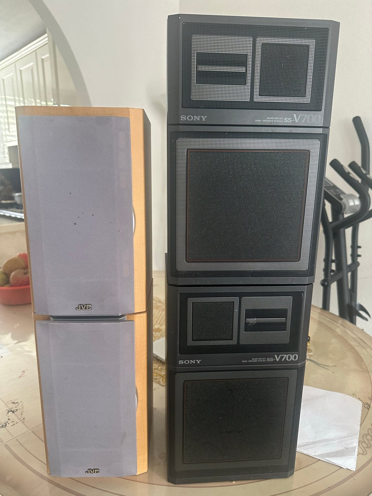 JVC en Sony SS-V700 speakerset, Audio, Tv en Foto, Gebruikt, Inclusief kabels, JVC, Ophalen of Verzenden