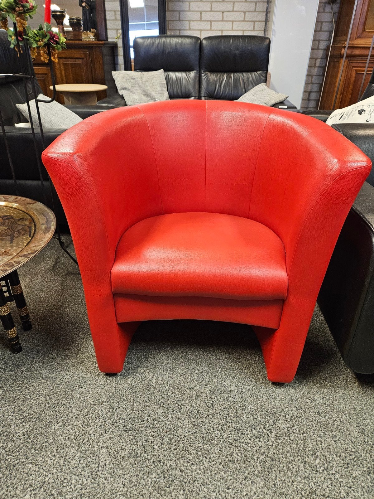Rode Skai Lederen Fauteuil - Comfortabel en Stijlvol, Huis en Inrichting, Ophalen, Gebruikt, 75 tot 100 cm, 75 tot 100 cm