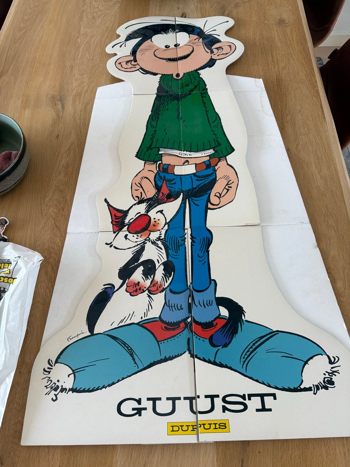 Groot Guust Flater kartonnen figuur - 125 cm, Verzamelen, Stripfiguren, Ophalen, Guust of Robbedoes, Gebruikt, Overige typen