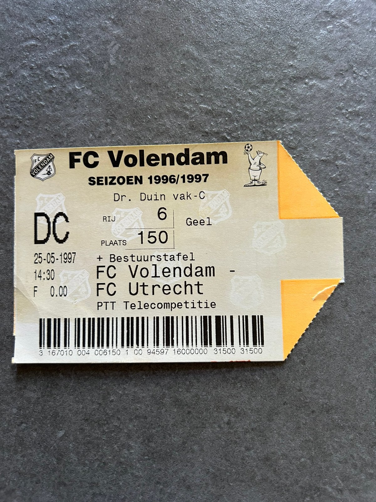 FC Volendam - FC Utrecht ticket, Ophalen of Verzenden, F.C. Utrecht, Overige typen