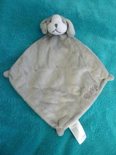 Grijs velours hond doekje lapje v/h merk : Dirkje, Kinderen en Baby's, Speelgoed | Knuffels en Pluche, Zo goed als nieuw, Hond