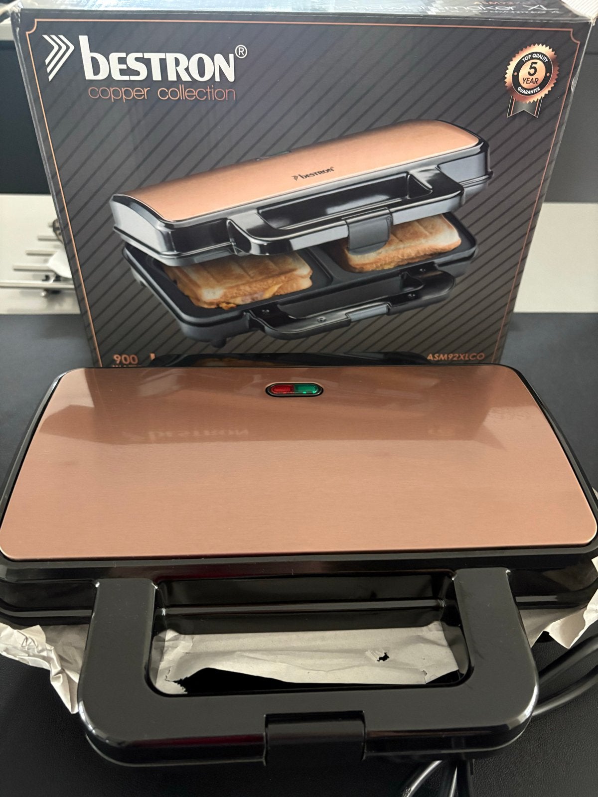 NIEUW Bestron Copper Collection XL Tosti-ijzer 900W, Ophalen of Verzenden, Nieuw