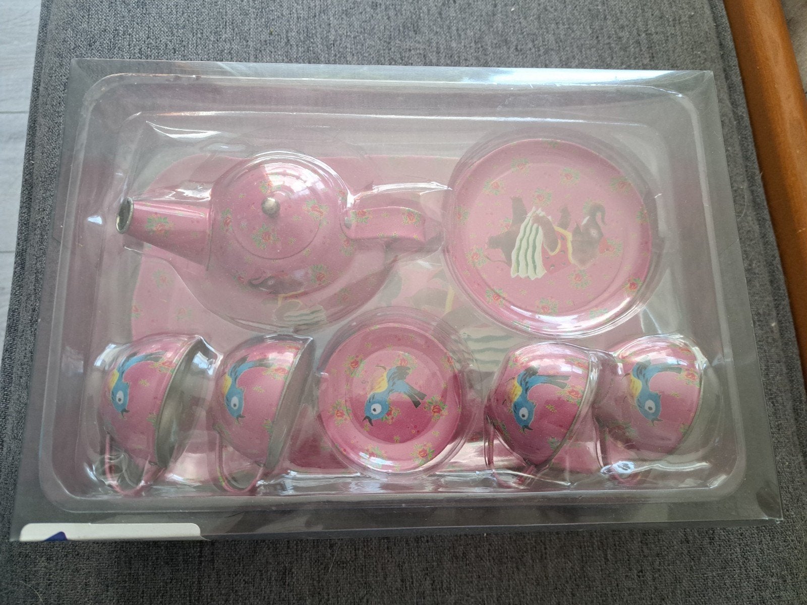 Metalen theeserviesje voor kinderen - Roze met dierenprint, Kinderen en Baby's, Speelgoed | Overig, Ophalen of Verzenden, Nieuw