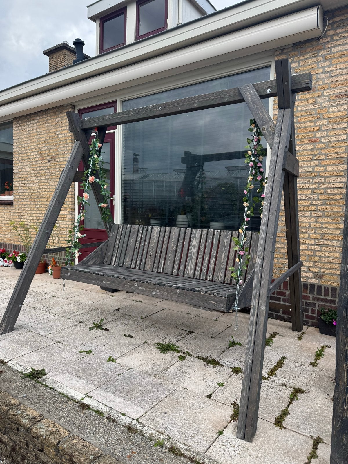 Houten schommelbank - 2m hoog, 1.70m breed, Tuin en Terras, Tuinbanken, Ophalen of Verzenden, Gebruikt, Hout, Schommelbank