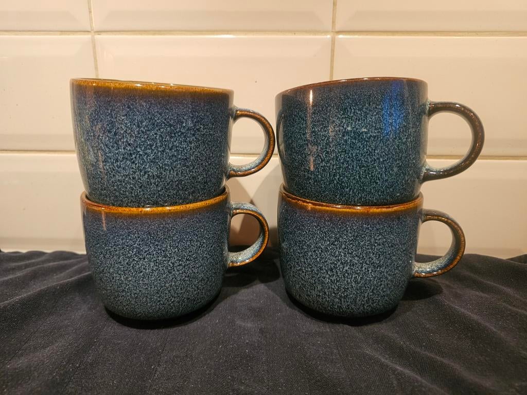 Ikea Gladelig koffiemok blauw  4 stuks, Huis en Inrichting, Ophalen, Gebruikt, Overige stijlen, Kop(pen) en/of Schotel(s)