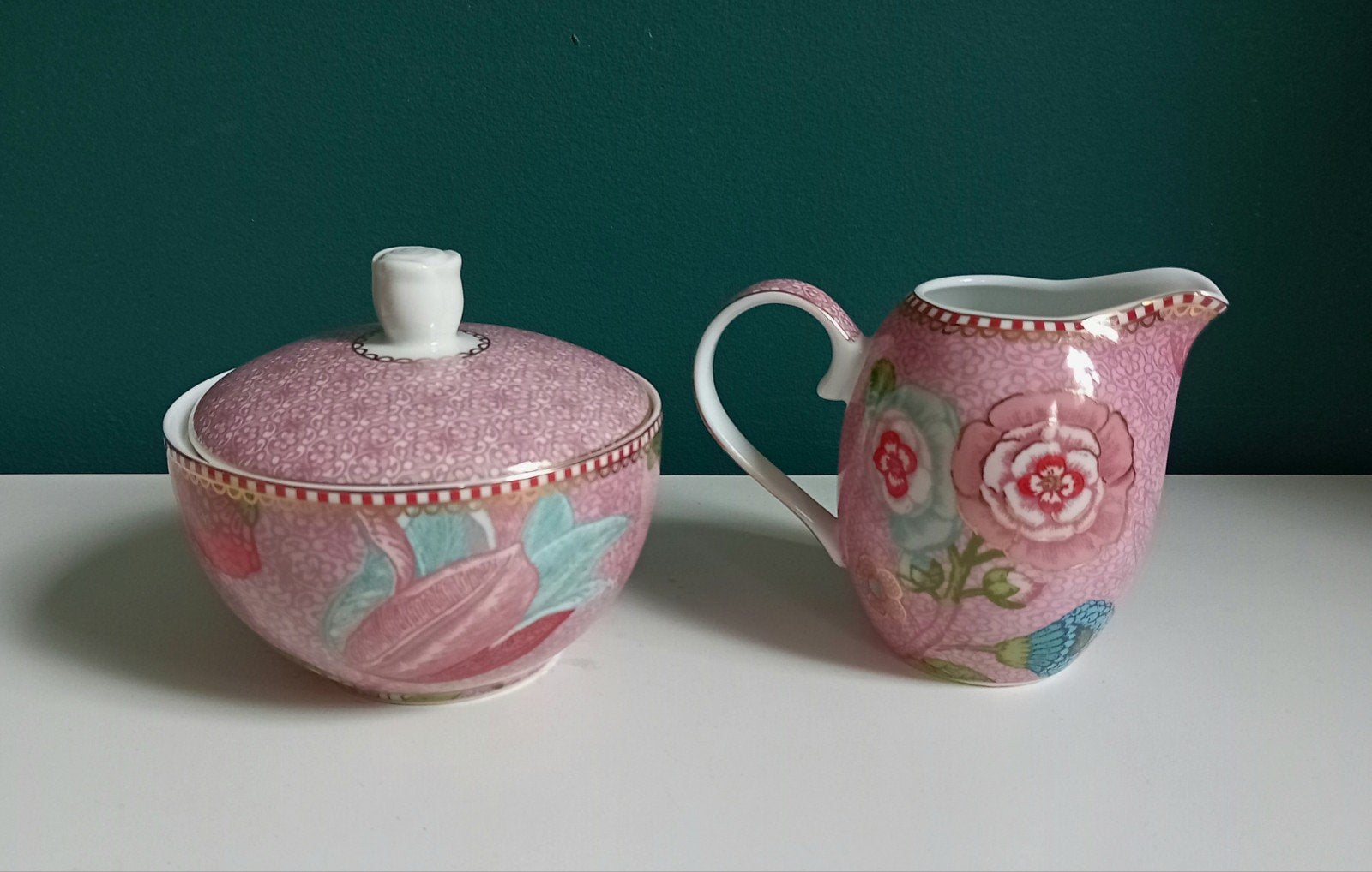Suikerpot en melkkan Spring to Life Pink - Pip Studio, Nieuw, Ophalen of Verzenden, Overige stijlen, Porselein