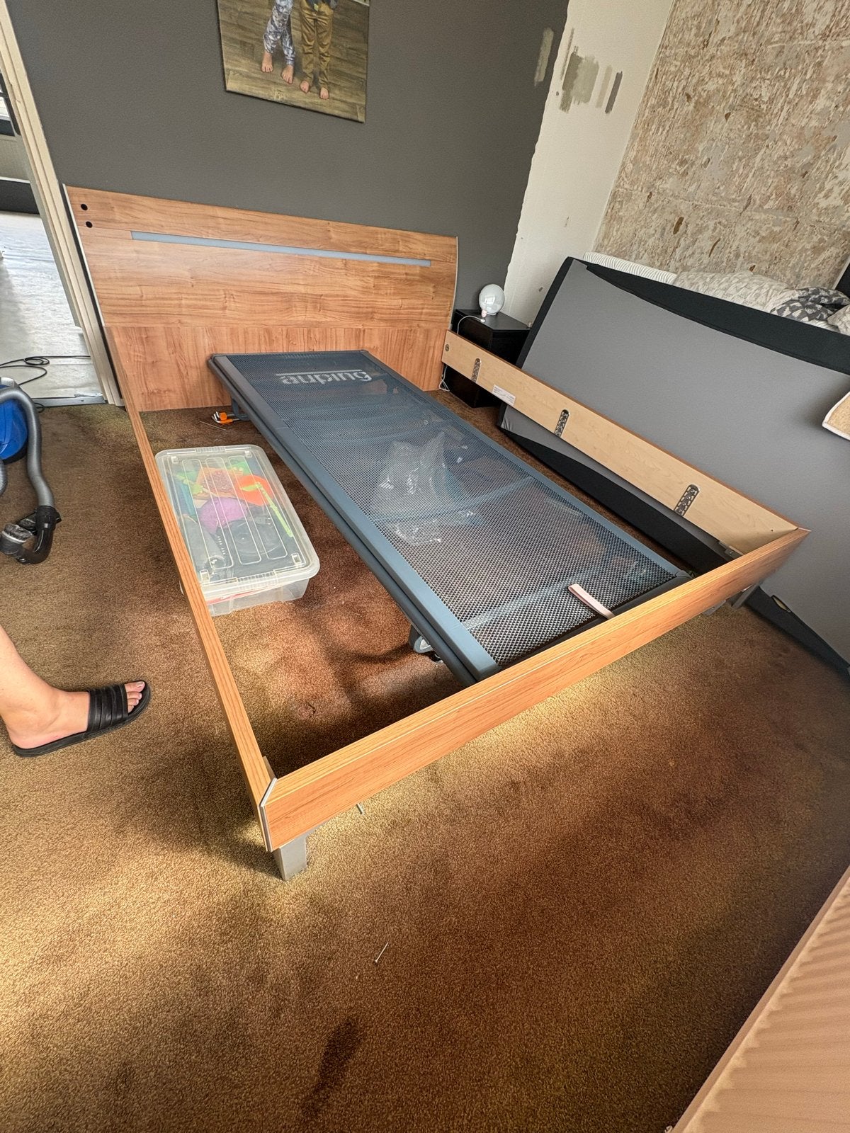 Auping bed met houten frame en verstelbare bedbodems, Ophalen, Overige kleuren, Tweepersoons, Zo goed als nieuw
