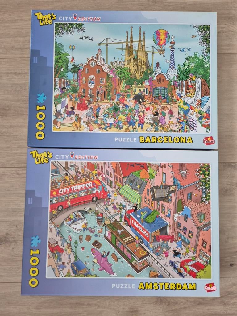 Gratis-  That's Life  Puzzels: Barcelona & Amsterdam, Ophalen, 500 t/m 1500 stukjes, Zo goed als nieuw, Legpuzzel