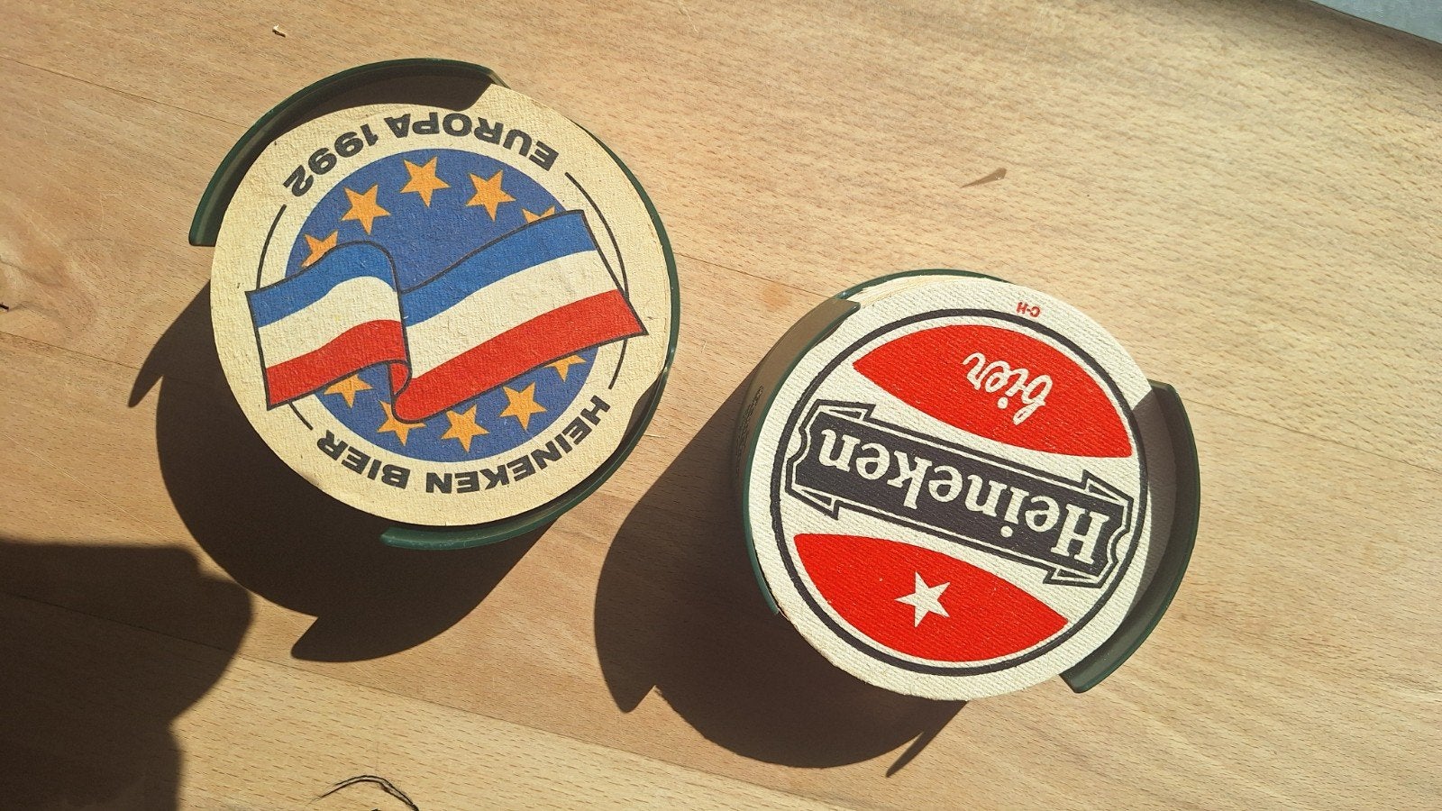 Vintage Heineken viltjes met houders - EK 1992 editie, Ophalen of Verzenden, Zo goed als nieuw