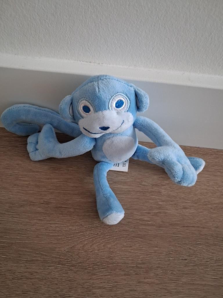 Knuffel Zwitsal aap aapje blauw 17 cm L1117, Ophalen of Verzenden, Zo goed als nieuw, Overige typen