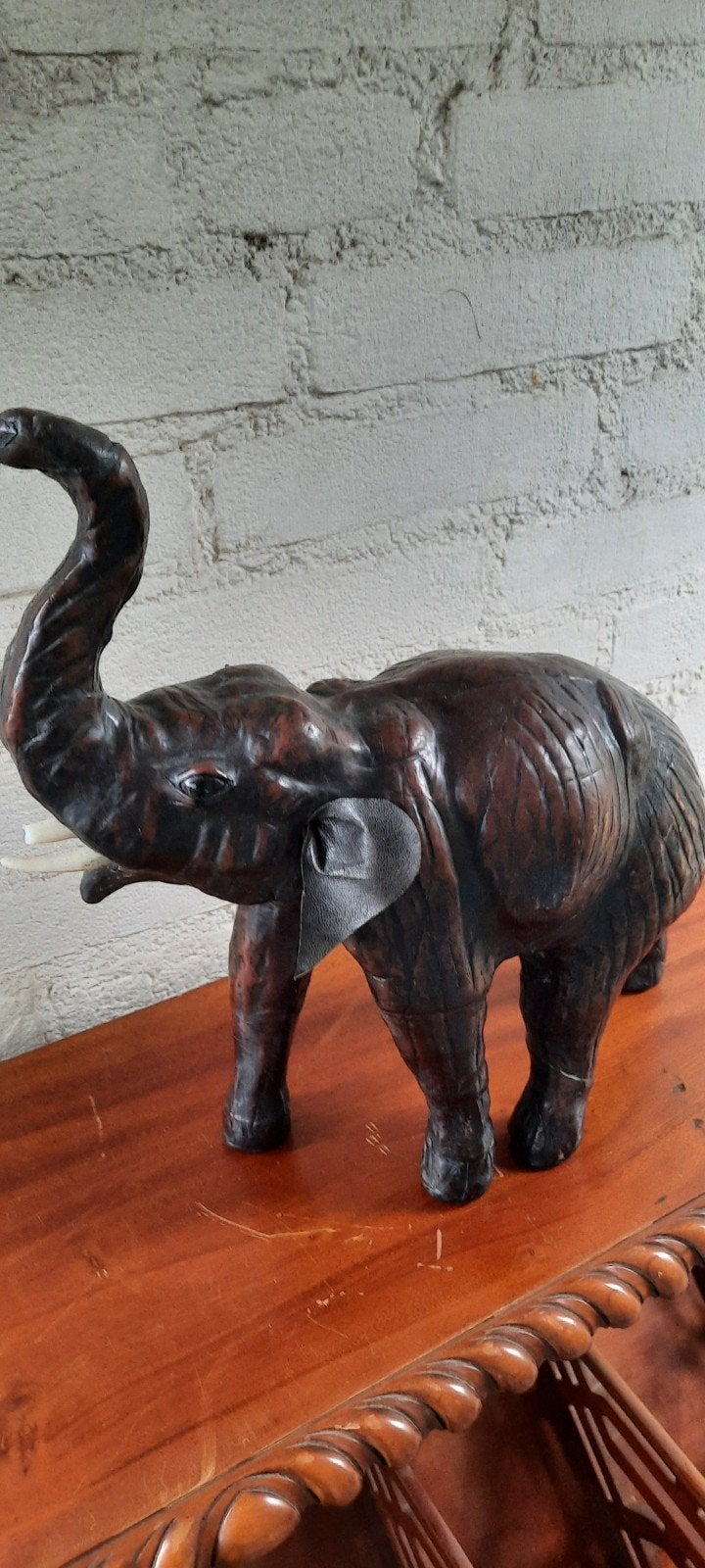 Vintage Leren Olifant Beeld - Decoratief en Uniek, Antiek en Kunst, Ophalen of Verzenden