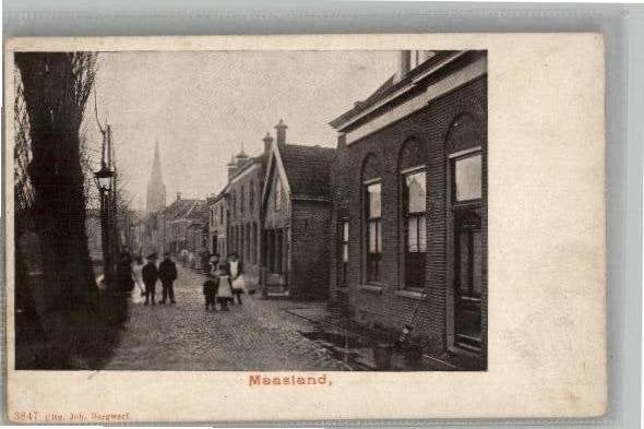 Maasland TOPKAART 1900 uitg 3847 Joh. Bergwerf, Verzenden, Voor 1920, Ongelopen, Zuid-Holland