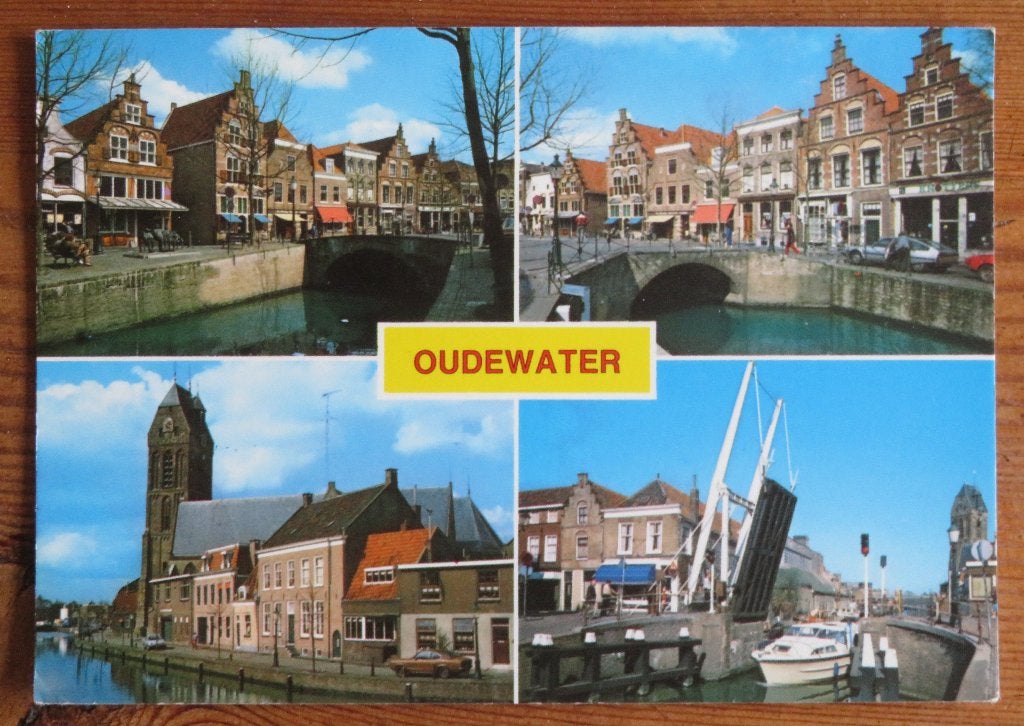 Oudewater Vierluik met o.a. Kerk en Ophaalbrug ( 1988 ), Ophalen of Verzenden, Voor 1920, Noord-Brabant