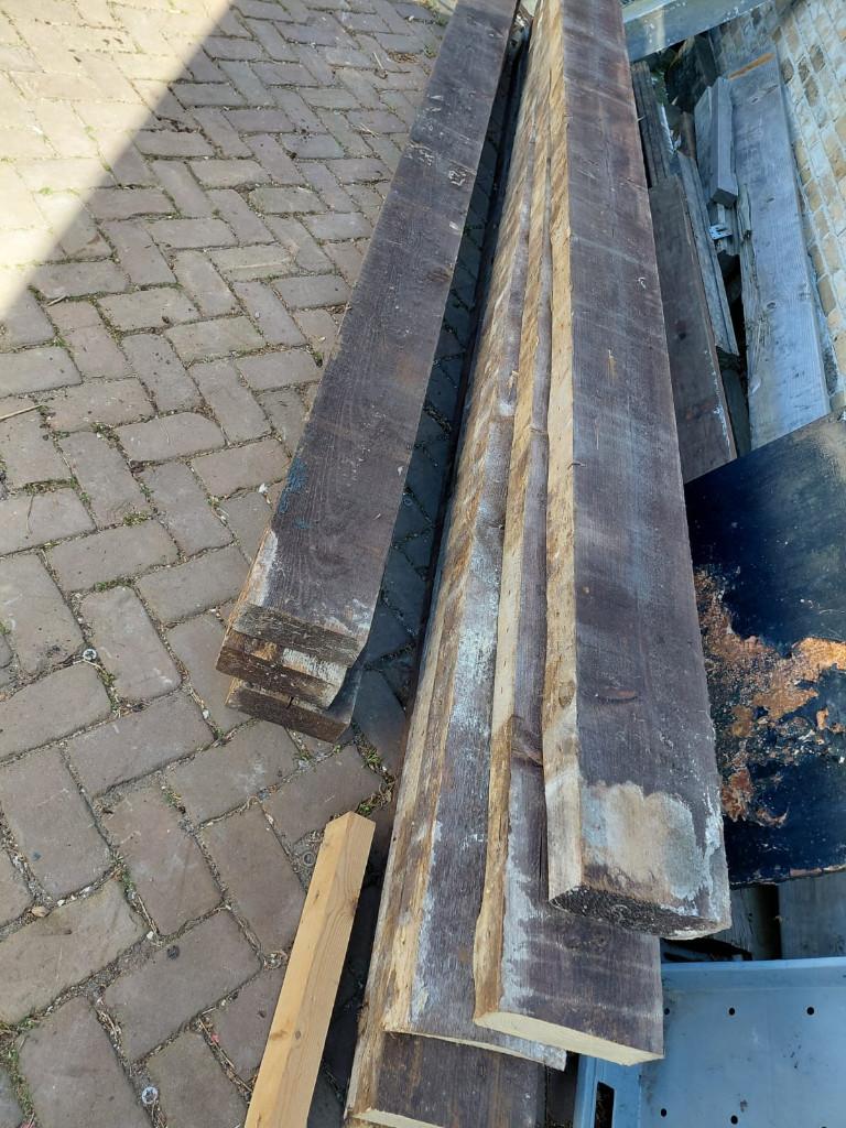 9 ruwe binten, Doe-het-zelf en Verbouw, Ophalen, Gebruikt, Overige houtsoorten, Pallet