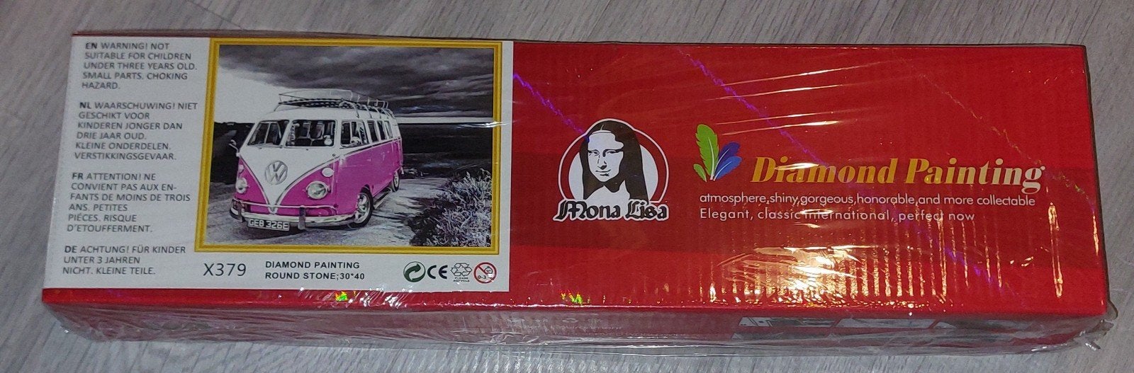 Diamond Painting Kit - Roze VW Bus - 30x40 cm, Voertuigen, Diamond painting, Nieuw, Meerkleurig