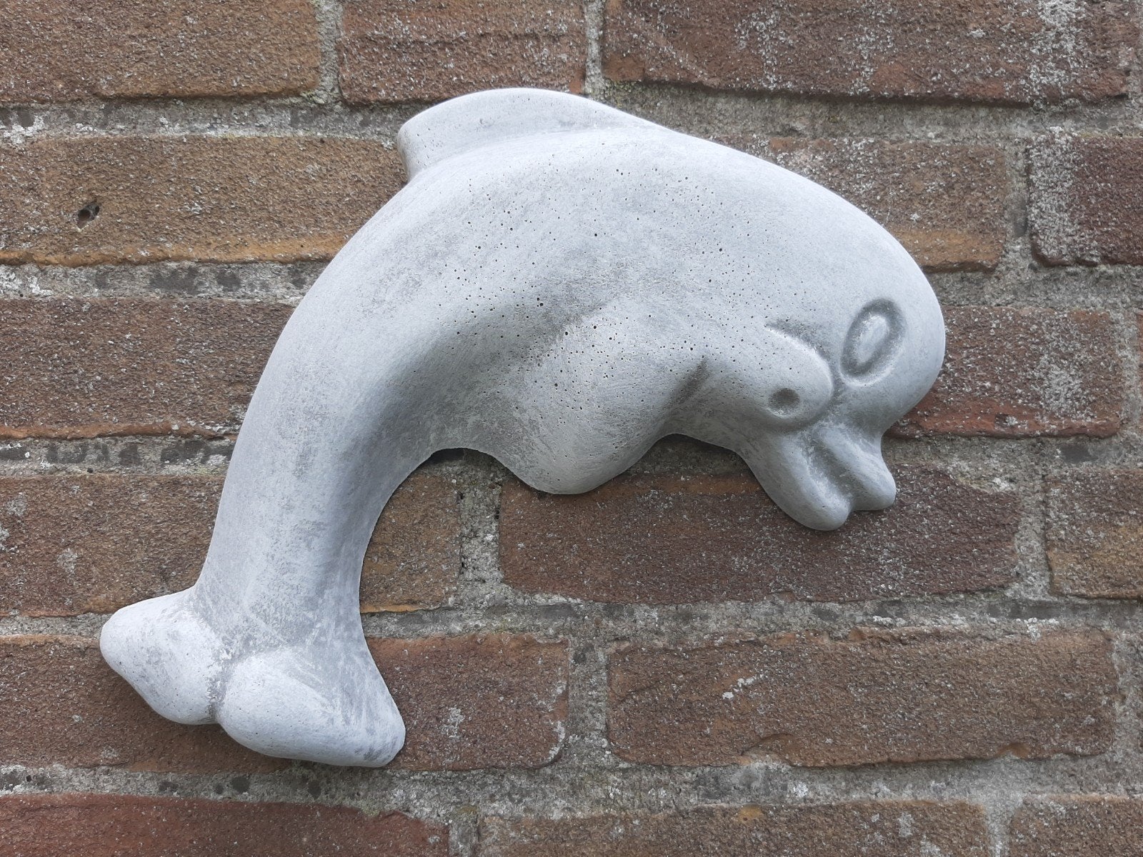 Dolfijn wanddecoratie betonnen beeld tuinbeeld beton, Ophalen of Verzenden