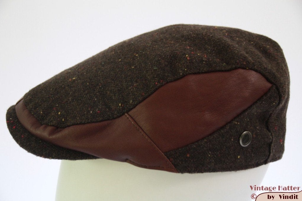 Flatcap Platte pet Hawkins katoen-leer look bruin 59 Nieuw, Nieuw, Ophalen of Verzenden, Pet, 58 of 59 cm (L, 7¼ of ⅜ inch)