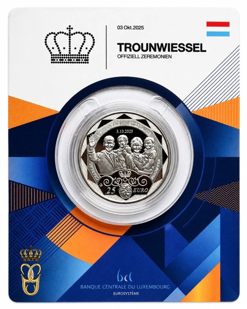 Luxemburg 2026 - ZILVEREN 25 euro - Troonwisseling - PROOF, Setje, Zilver, Luxemburg, Overige waardes