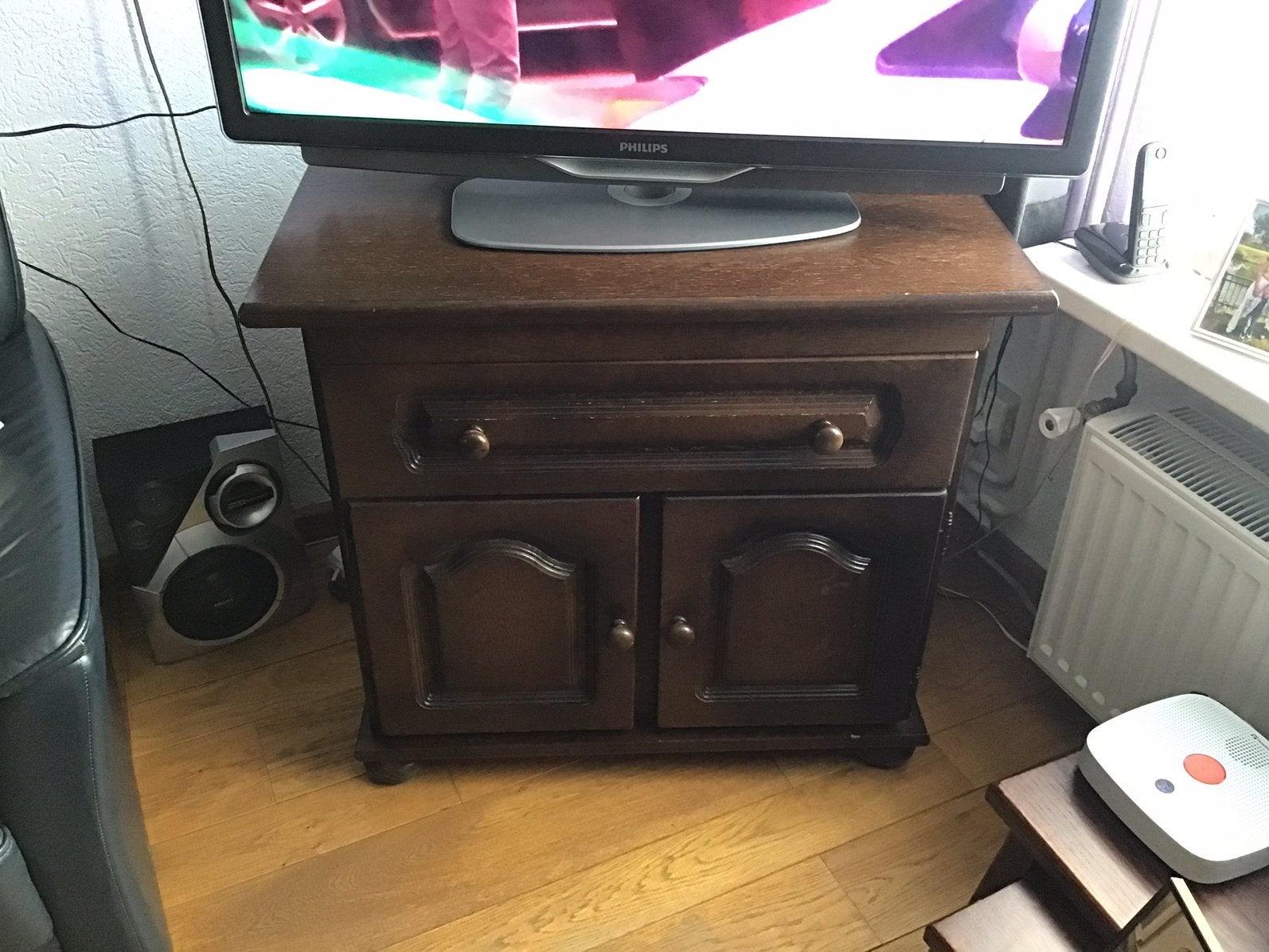 Donker eiken barok tv meubel, Gebruikt, Eikenhout, 50 tot 100 cm, Minder dan 100 cm