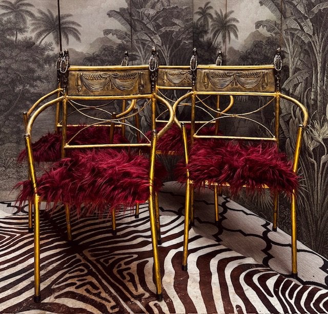 4 EETKAMERSTOELEN BRASS MESSING CHIAVARI STYLE, Huis en Inrichting, Ophalen, Metaal, Vijf, Zes of meer stoelen