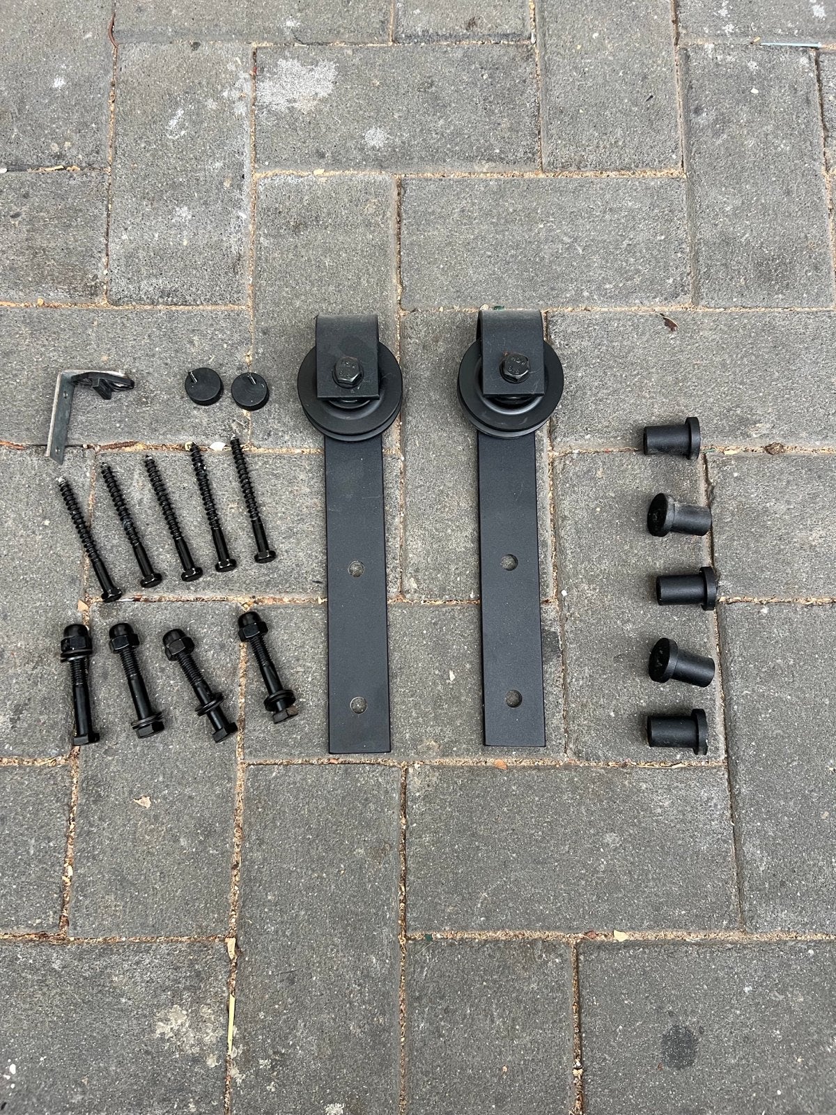Schuifdeurbeslag met 2 meter rails en bevestiging, Ophalen, Nieuw, IJzer, Overige typen
