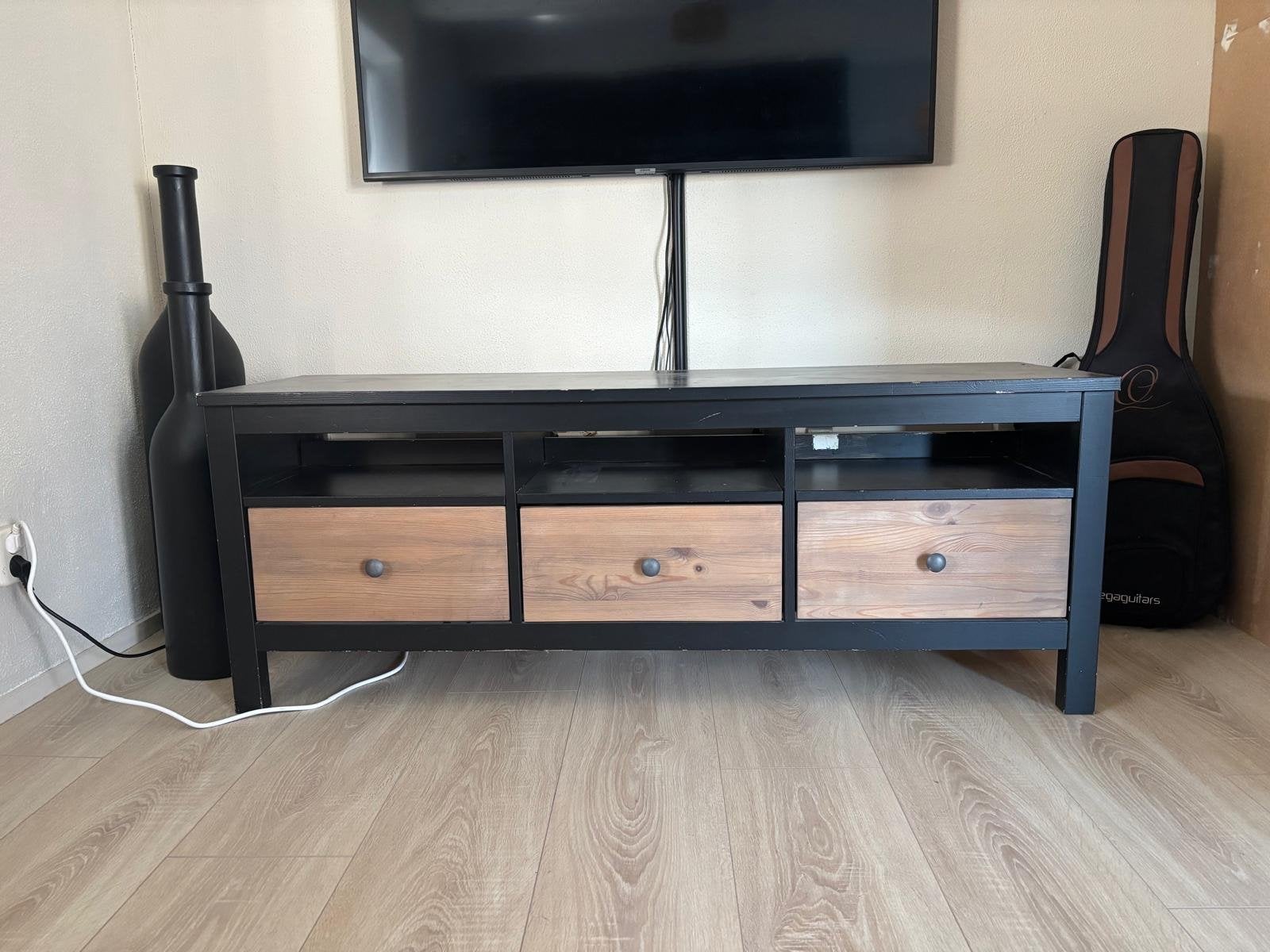 Zwart tv-meubel met houten lades, Ophalen, Gebruikt, 100 tot 150 cm, Minder dan 100 cm