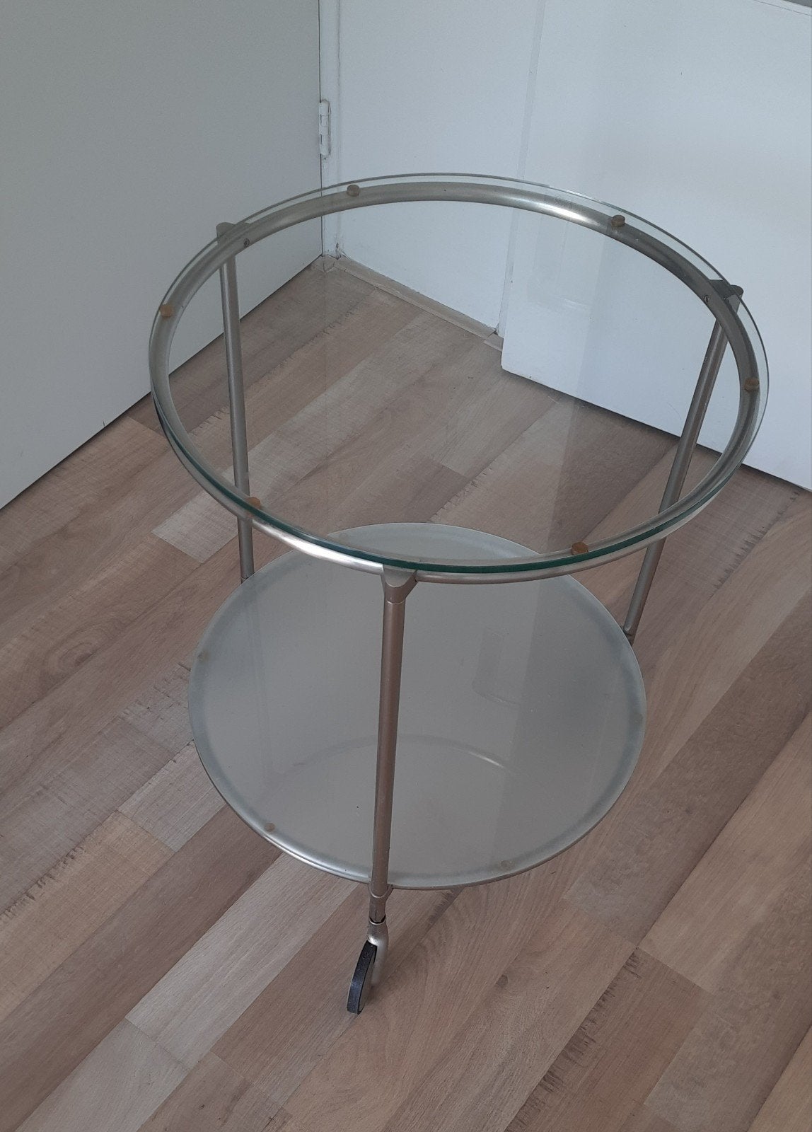 Vintage bijzettafel met 2 glazen platen, Ophalen