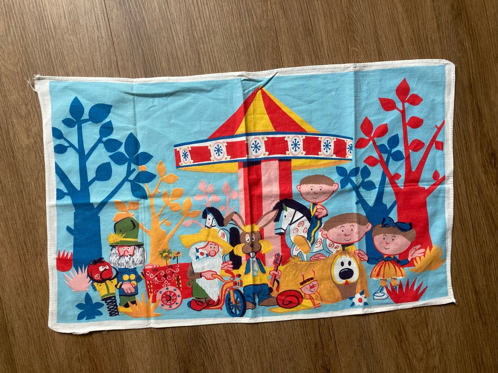 Vintage doek 58x36 cm de Minimolen uit de jaren 60, Verzamelen, Ophalen of Verzenden, Huis en Inrichting