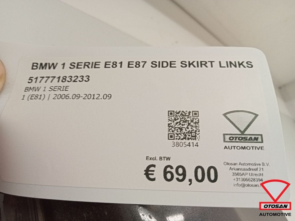 BMW 1 Serie E81 E87 Side Skirt Origineel! Links 51777183233, Auto-onderdelen, Carrosserie en Plaatwerk, Petuelring 130
80788  Munich, DE