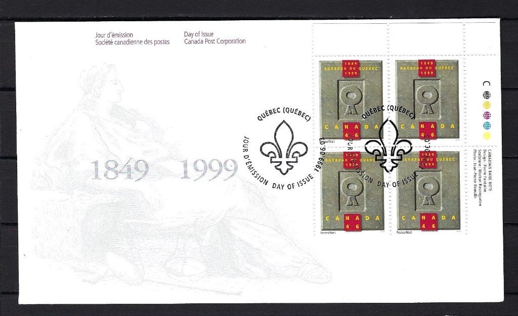 Canada FDC Mi. 1780 blokje van 4.  3-6-99 (Quebec), Ophalen of Verzenden, Onbeschreven, Rest van de wereld