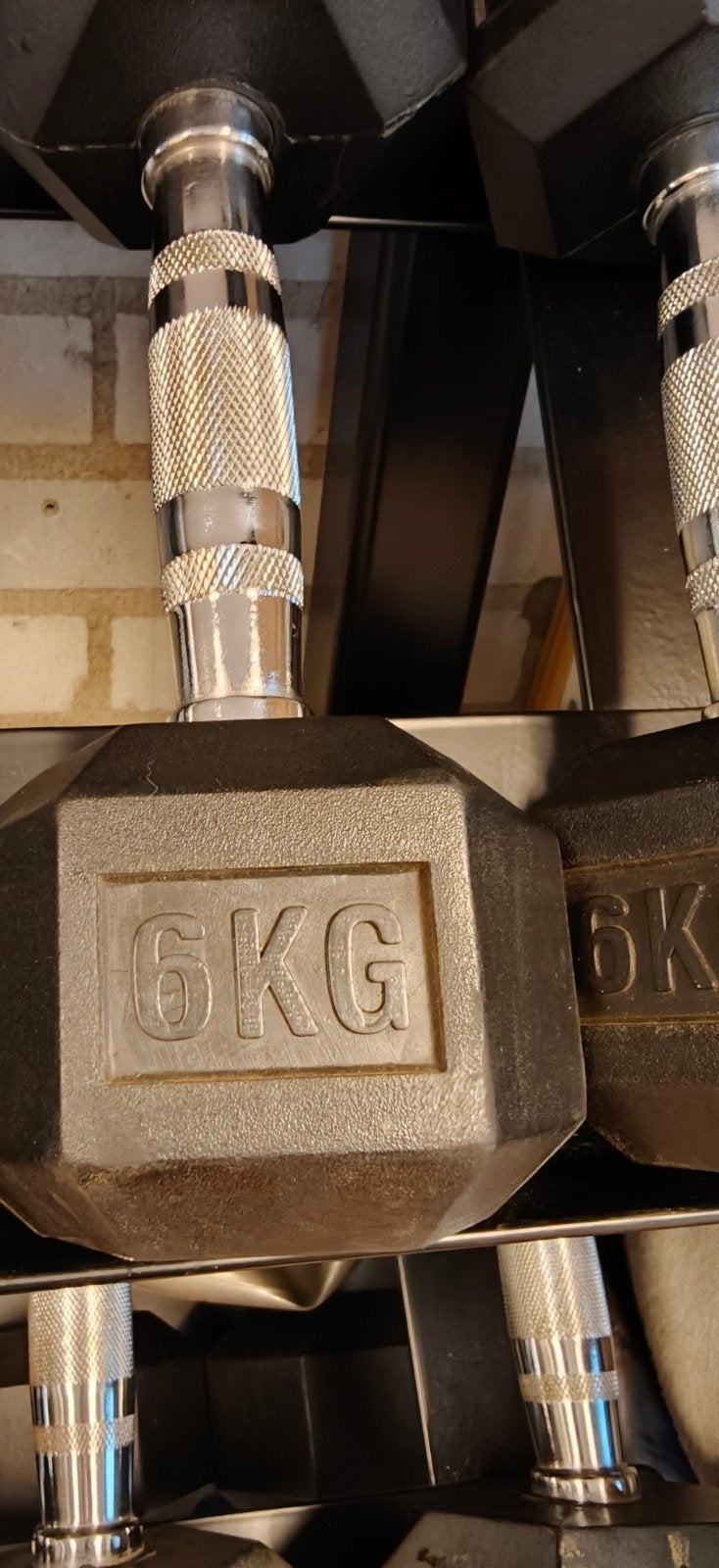 Hastings Hexagon Dumbbells met Zwaar Opbergrek, Sport en Fitness, Ophalen, Zo goed als nieuw, Benen, Dumbbell